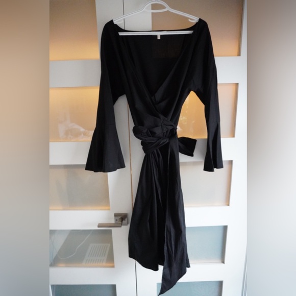 WAYF Black Wrap Dress - Picture 5 of 8